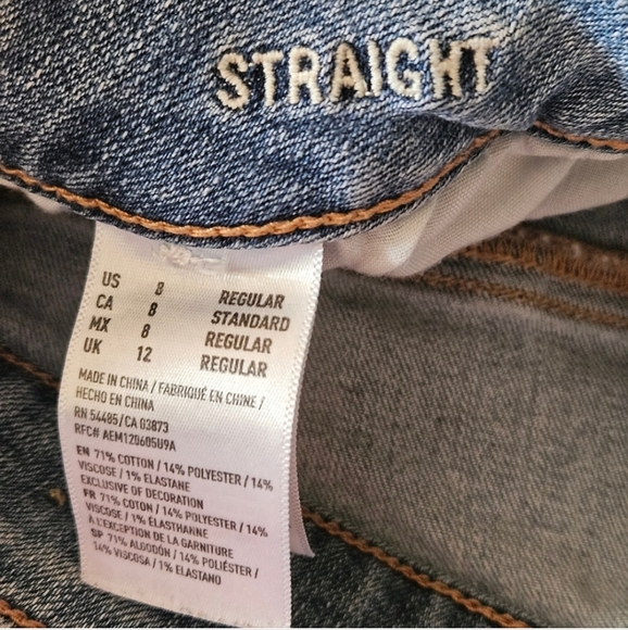 📌102 AMERICAN EAGLE OUTFITTERS STRAIGHT JEANS WOMEN'S SIZE 8 - Picture 6 of 6